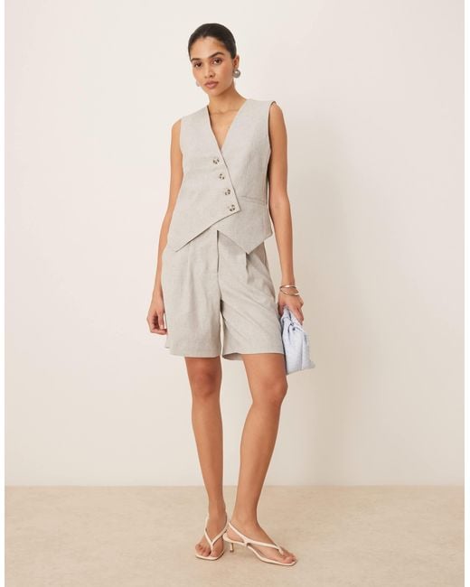 Y.A.S White Tailored Asymmetric Placket Detail Waistcoat