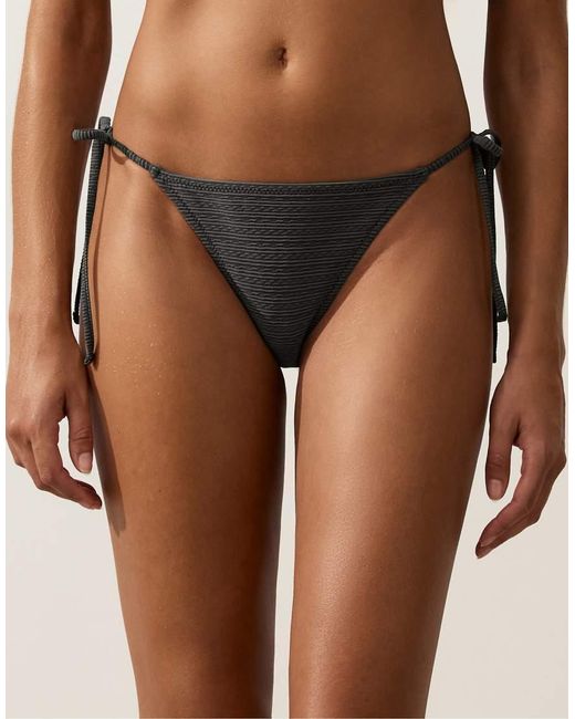 Oysho Brown Medium-Coverage Bleached Effect Jacquard Tie Bikini Briefs