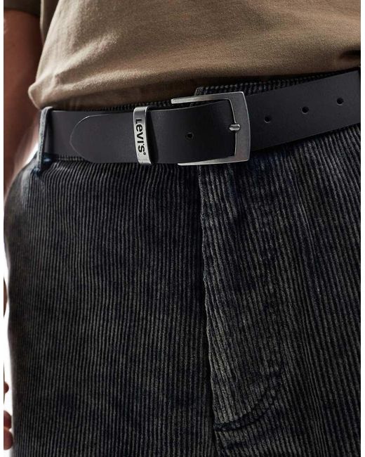 Levi's Black Hebron Leather Belt With Buckle for men