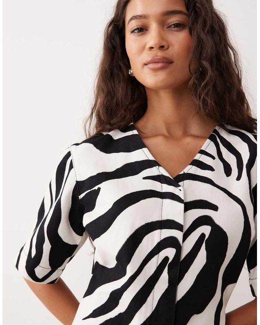 ASOS Natural High Break Point Short Sleeve Denim Mini Dress