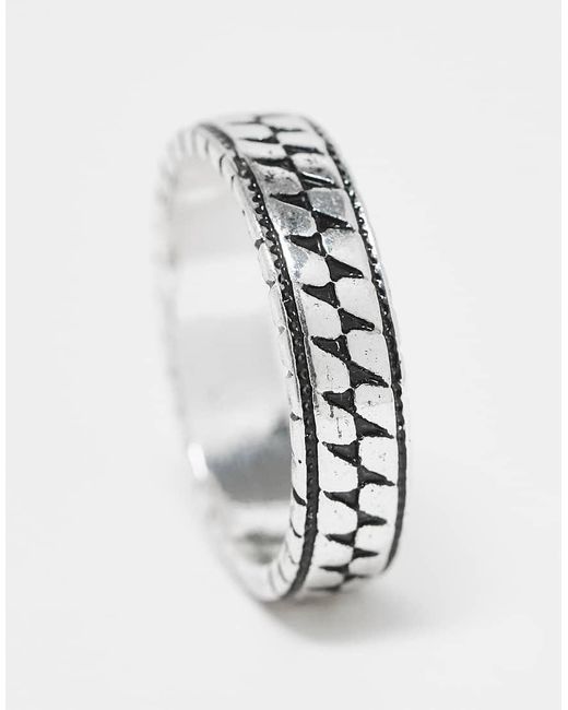 ASOS Brede Ring Met Schubbentextuur in het White voor heren