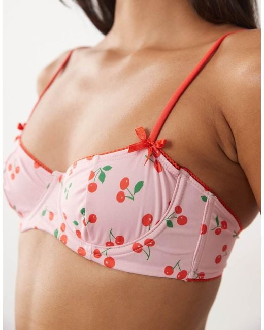 ASOS Red Shannon Picot Balcony Underwire Bikini Top