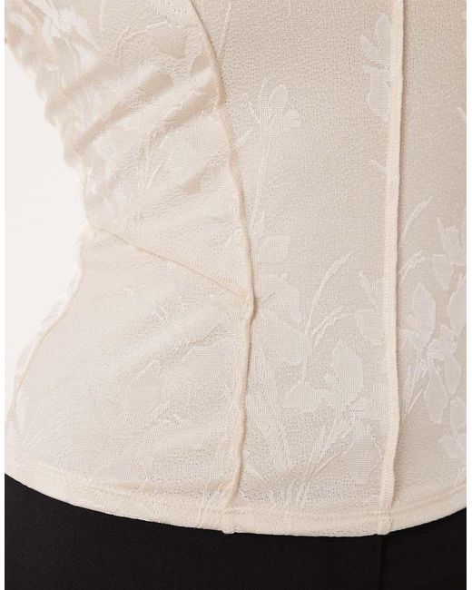 ASOS White Satin Look Devoré Corset Top With Square Neck