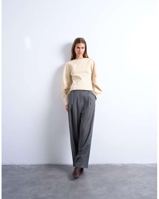 TOPSHOP Natural Interlock Cinch Banana Sleeve Sweat