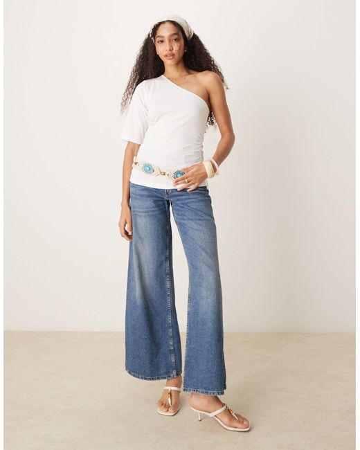 ASOS White Asymmetric Cinched T Shirt