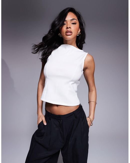 Top en maille entrelacée à encolure bateau et ourlet large-pas ASOS en coloris Blue