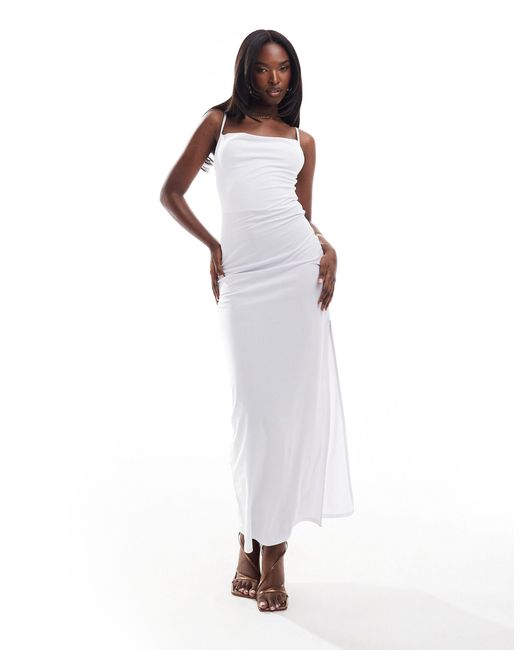 In The Style White Slinky Cowl Neck Cami Maxi Dress
