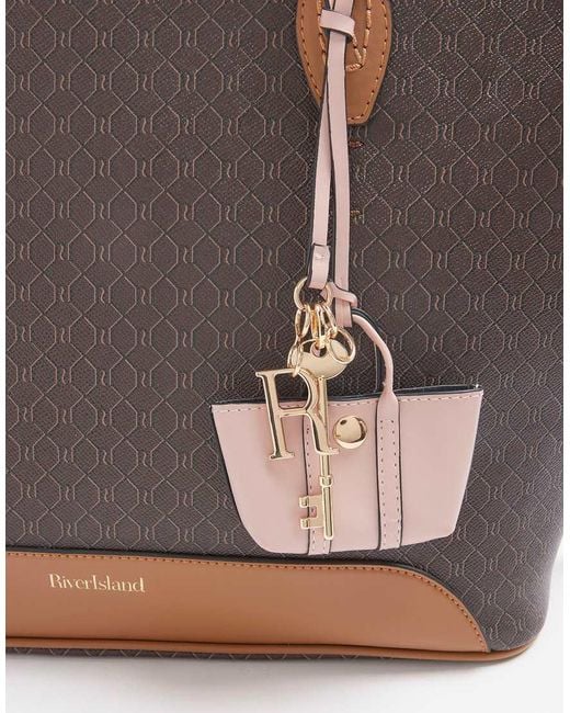 River Island Brown Ri Monogram Shopper Bag