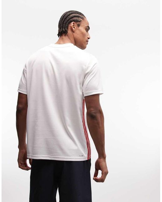 Adidas Originals White Adidas Training Essentials 3 Stripe T-shirt for men