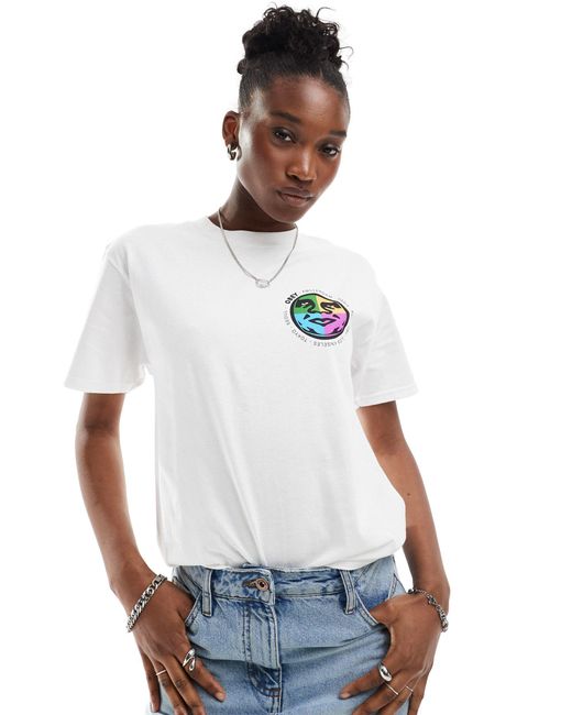 T-shirt bianca unisex con stampa di città di Obey in White
