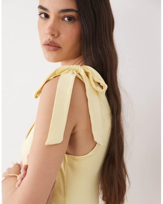 Nobody's Child Natural Addison Viscose Bow Detail V-neck Midi Dress