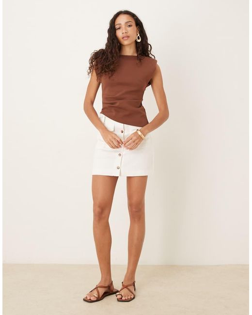 Glamorous White Button Front Mini Skirt