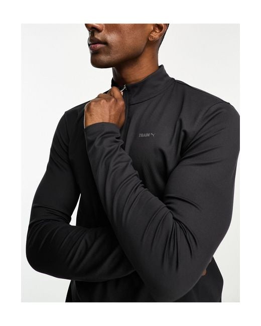 PUMA Black Training Long Sleeve Quarter Zip Top for men