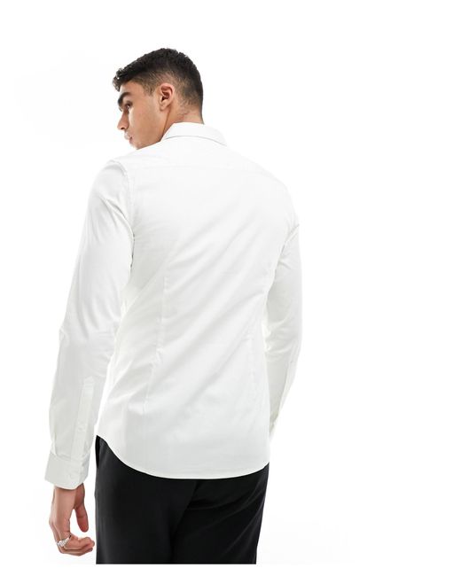 ASOS White Wedding Slim Sateen Shirt for men
