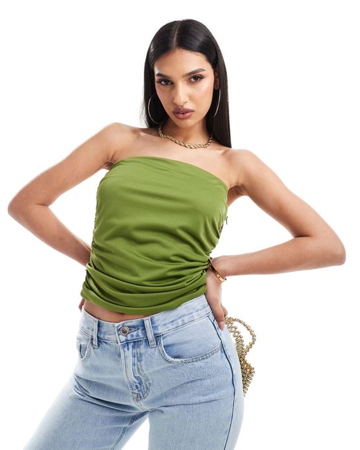 Top a fascia arricciato oliva di ASOS in Green