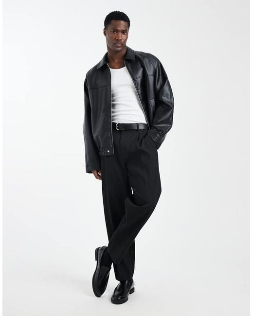 ASOS Black Oversized Faux Leather Jacket for men