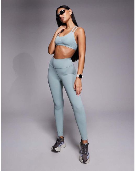 Adidas Originals Blue Adidas Training Optime Double Strap Light Support Sports Bra