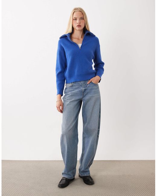 Pull à col zippé quart Mango en coloris Blue