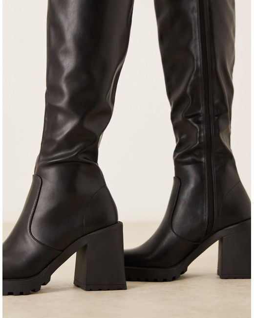 Raid Black Adilah Block Heel Knee Boots