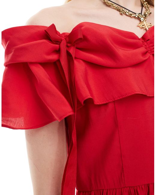 Sister Jane Red Dream Drape Bow Mini Dress