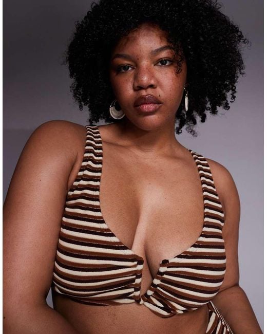 ASOS Black Asos Design Curve Tori Towelling Nissi V-Wire Bikini Top