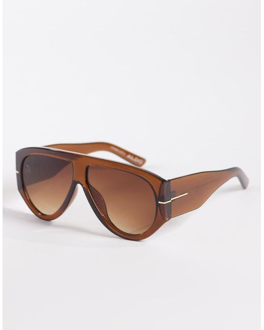 ALDO Brown Kristinaa Chunky Aviator Sunglasses With Lenses