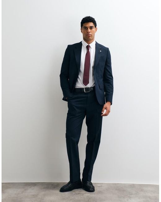 River Island Blue Slim Fit Plaid Suit Jacket for men