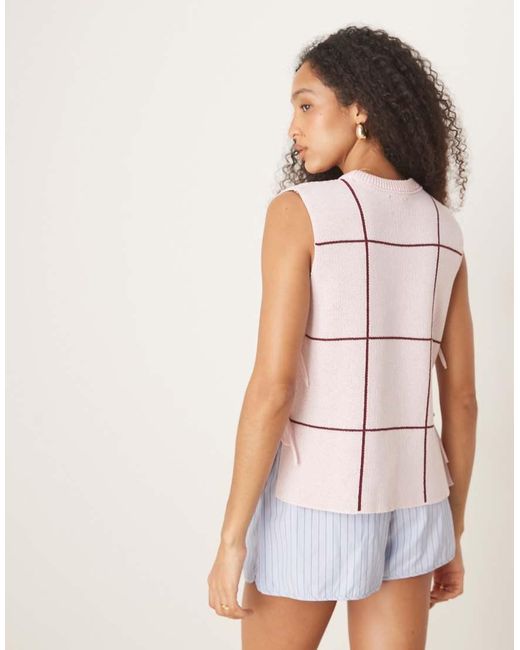 ASOS Brown Crew Neck Knit Tabard Singlet With Floral Embroidery
