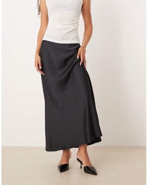 Abercrombie & Fitch White Satin Look High Rise Bias Cut Maxi Skirt
