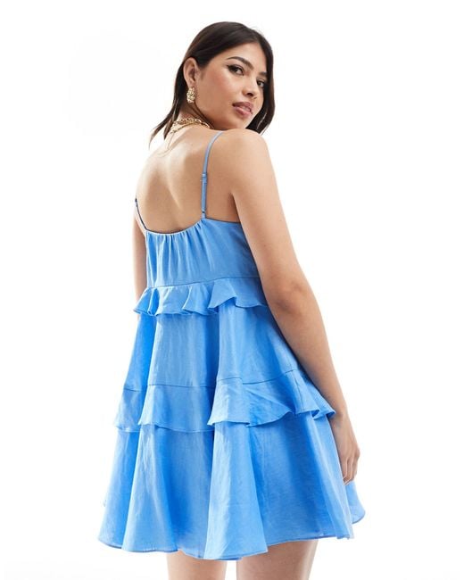 Forever New Blue Tiered Swing Mini Dress