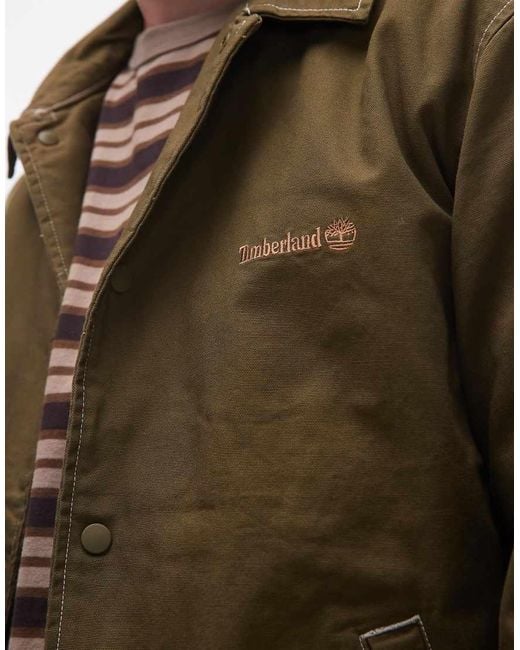 Timberland Blue Washed Canvas Insulated Coach Jacket for men