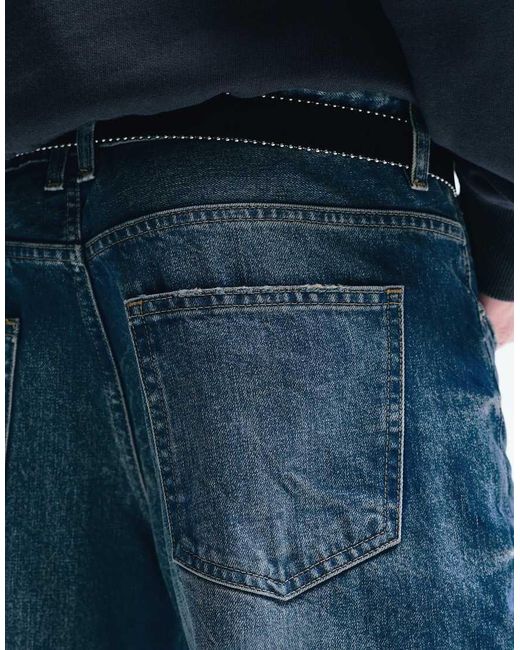 Pull&Bear Blue Low-rise baggy Jeans for men