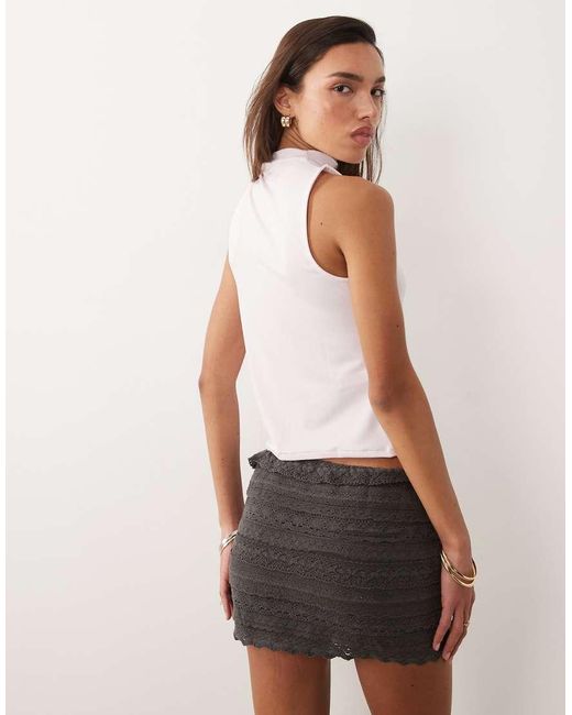Mango White Teen Ruffle Lace Mini Skirt
