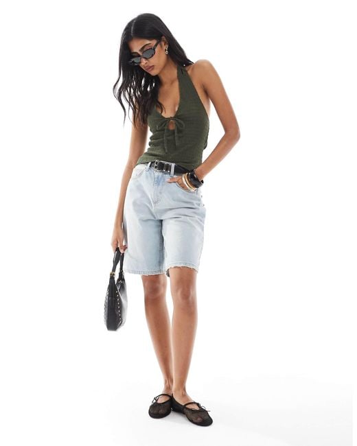 Miss Selfridge Green Halterneck Top