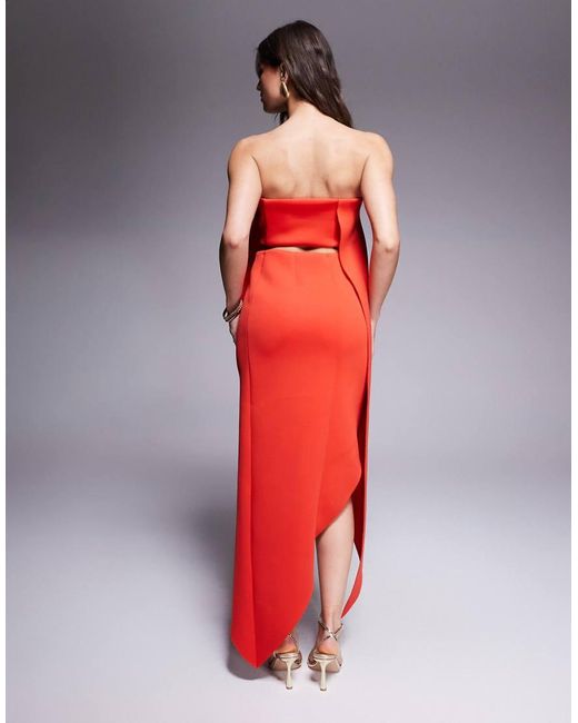 ASOS Minimale Midi Jurk Met Overslag Rondom in het Red
