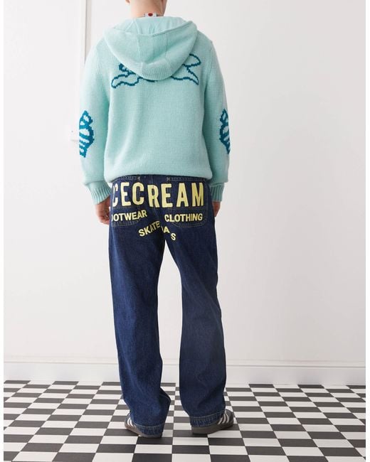 ICECREAM Blue Cowboy Printed Denim Jeans for men