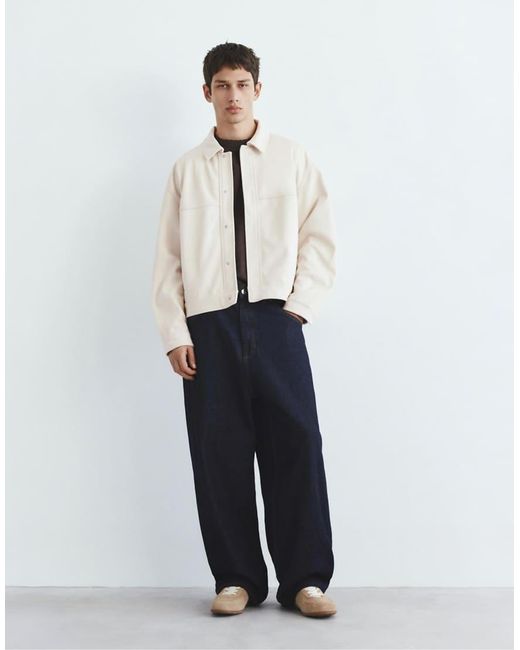 Pull&Bear White Textured Jacket for men