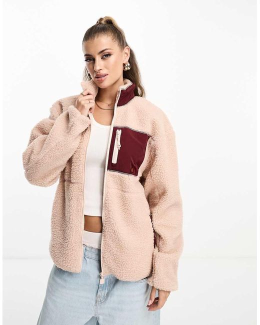 Ellesse Pink Martucci Funnel Neck Borg Jacket