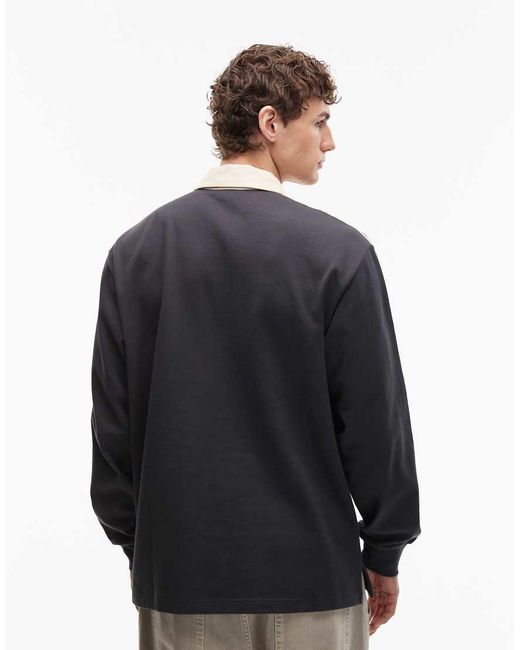 Adidas Originals Blue Three Stripe Long Sleeved Polo for men