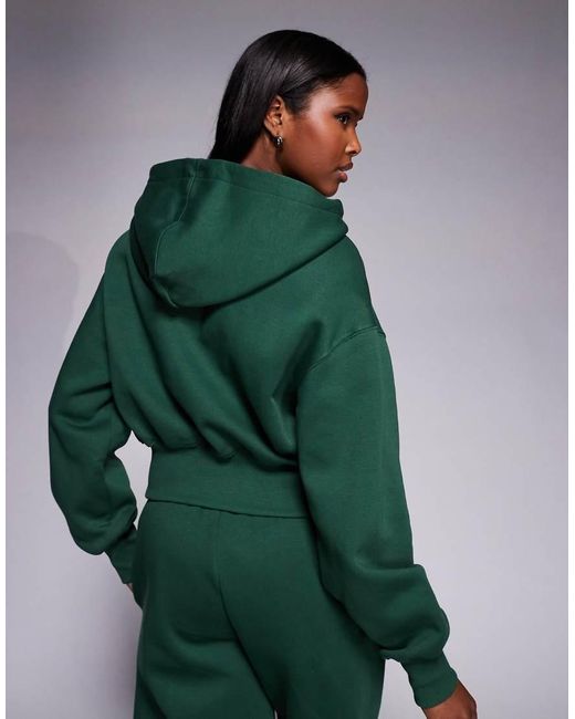 Nike Green Phoenix Fleece Cropped Zip Through Hoodie