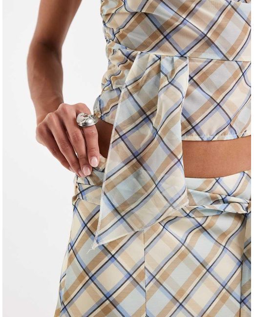 Motel Blue Maida Chiffon Off The Shoulder Tie Detail Top