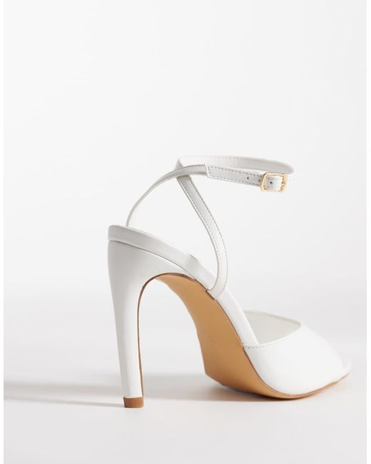 Public Desire White Caught On Tie Leg Heeled Sandals