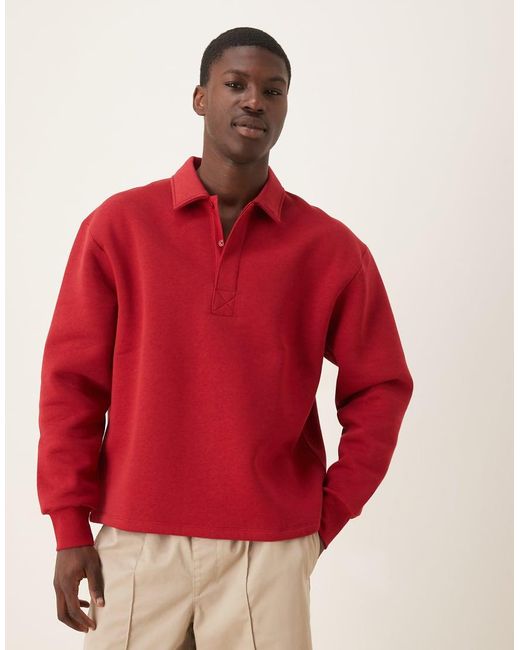 ASOS Oversized Polo Met Verborgen Knopen in het Red voor heren