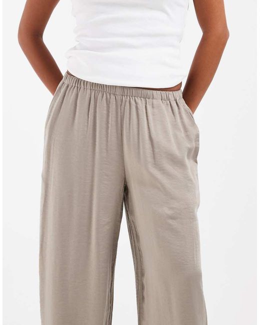 Vero Moda Gray Textured Satin Wide Leg Trousers
