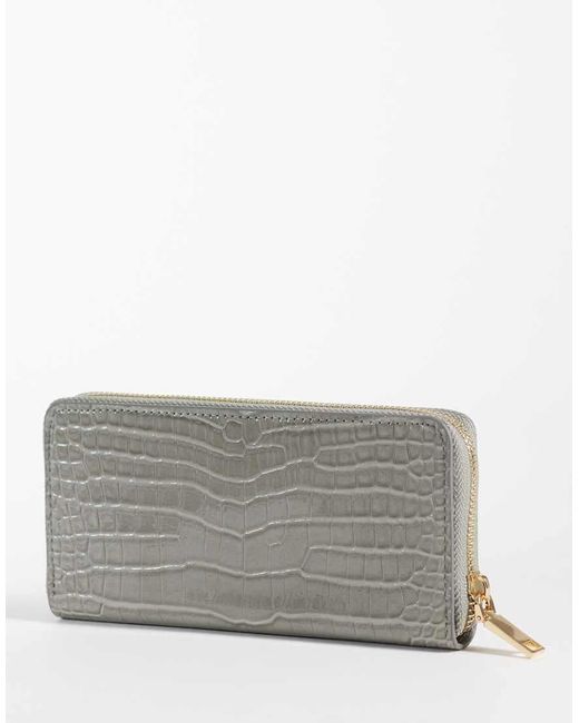 Mango Gray Croc Effect Long Wallet