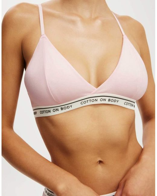 Cotton On White Branded Cotton Cross Over Bralette