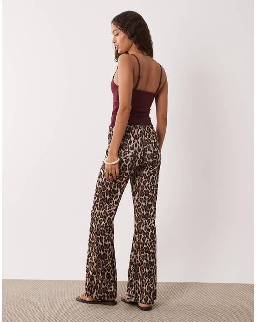 Only Petite White Ribbed Flare Trousers