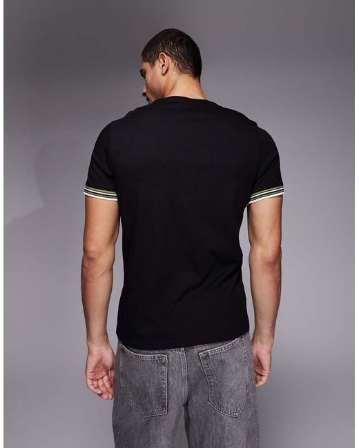 Barbour Black Burnwood Tipped Cuff Logo T-shirt for men