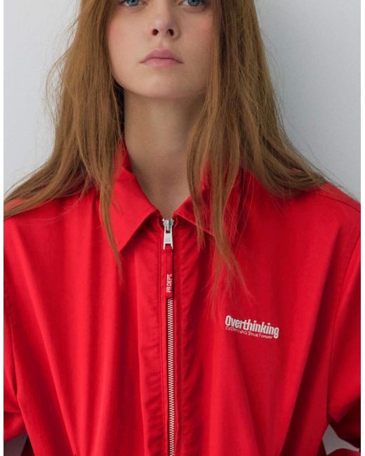 Pull&Bear Red Embroide Jacket
