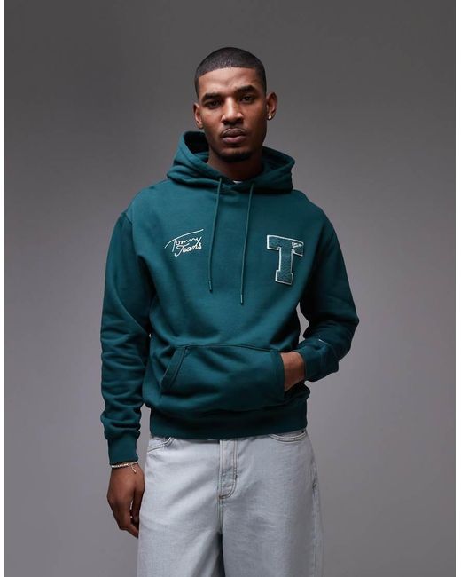 Sudadera Verde Bosque Con Capucha Y Parche De Estilo Universitario De Tommy Hilfiger de hombre de color Green